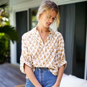 EMERSON FRY mandarin neck top, little marigolds